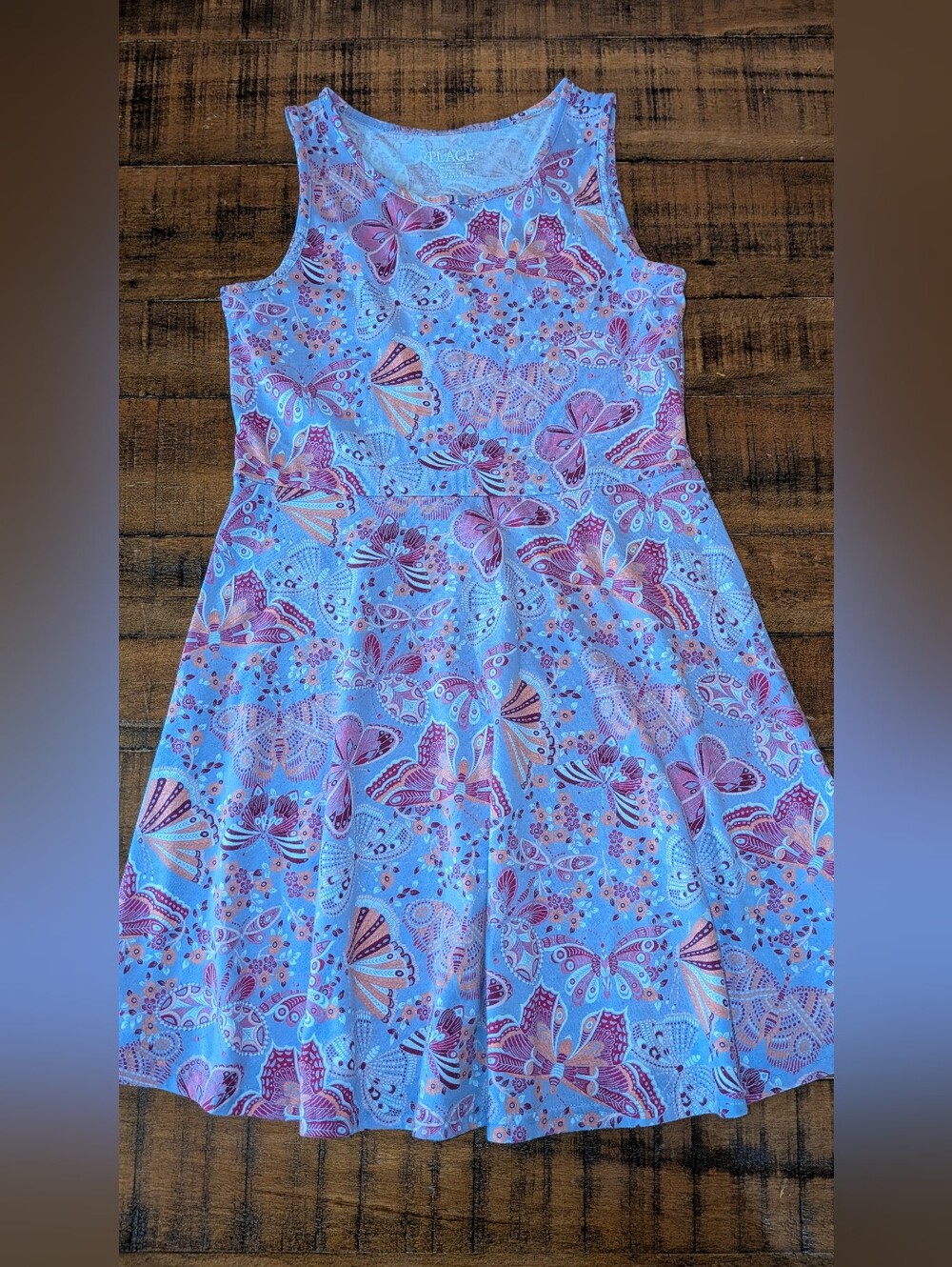 The Children's Place Girls 7/8 Lilac And Pink Butterfly-Print Casual Tank Dress